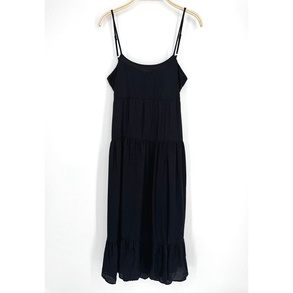 Moon River Open Back Maxi Dress Medium Black Strappy Ruffle Hem Elegant Chic - Picture 4 of 14